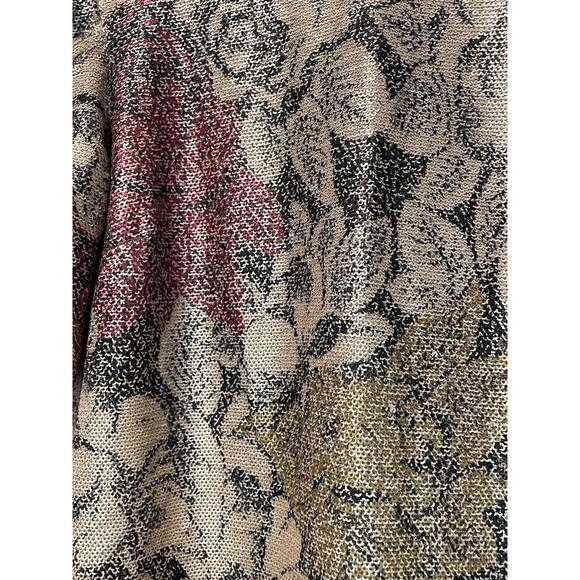 Anthropologie Pink and Gold Ruched Puff Sleeve Floral Sequined Top Sz‎ 0 - Picture 3 of 7